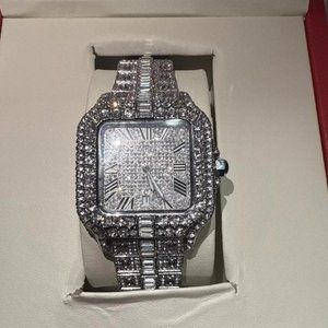 Cartier Santos Moissanite 925 Silver VVS Clarity